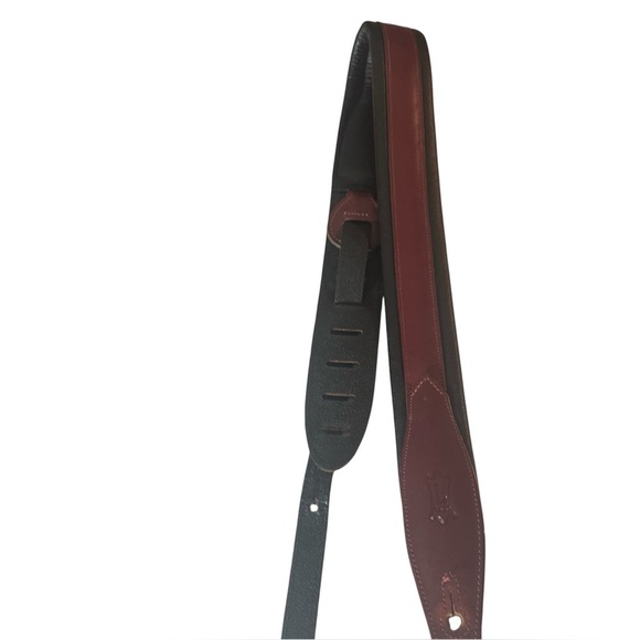 MSS80 2 Inch LEVY Guitar Strap Belt Leather Burgundy Black Music Band - Picture 1 of 16